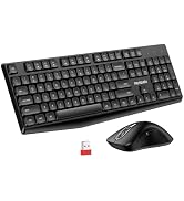 memzuoix Wireless Keyboard and Mouse Combo, 2.4G Full-Size Ergonomic Set with 1400 DPI Mouse, Lag...