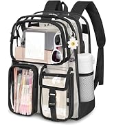 Attmu Clear Backpack for School, Heavy Duty PVC Transparent Bookbag with Reinforced Straps Stitch...