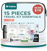 TrekTote Complete 15 Piece Unisex Travel Hygiene Kit with Toiletries & Personal Care Essentials, ...
