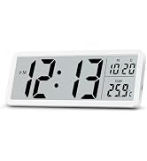 Lafocuse 8.5 Inch White Digital Wall Clock Battery Operated Large Display | Simple Digital Clock ...