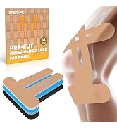 Precut Kinesiology Tape for Knees – 14 PCS Knee Tape for Pain Relief & Support, Elastic Waterproo...