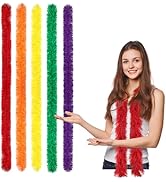 FeelfunFeather 5pcs Feather Boa - Colorful 5 Ft Artificial Fluffy Boas Bulk for Wedding Birthday ...