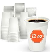 Dealusy 100 Count 12 oz Coffee Cups, Leak-Free Food Safe Paper Cups 12 oz, Disposable 12oz White ...