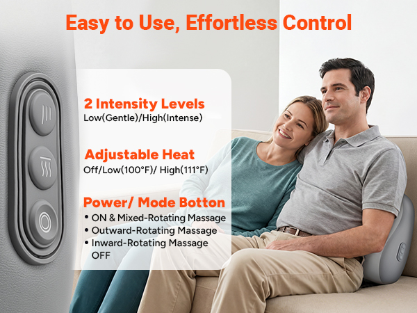Simple controls for adjustable heat, massage modes, and personalized lower back comfort.