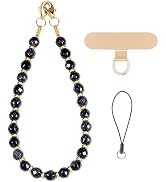 CH.yishi Gemstone Beaded Phone Charm Wrist Strap with Steel Cable Core Stringing, Detachable Phon...