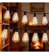 AODLEDY 25FT/8m Festoon Lights Outdoor,19+1 Shatterproof Bulbs, String Lights Mains Powered,Dimma...