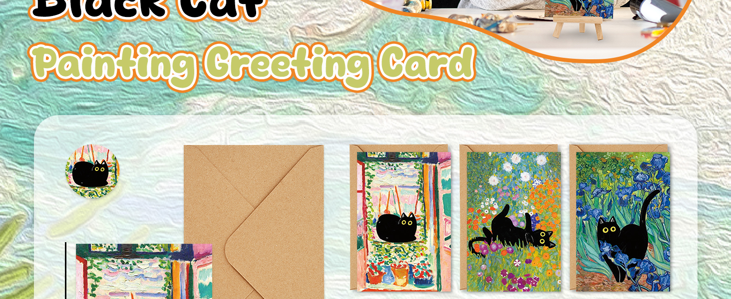 Black Cat Painting Greeting Card