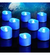 Homemory Blue Tea Lights Candles Battery Operated, 200+Hour Flameless Flickering Fake Electric LE...