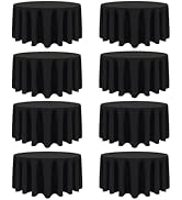 8 Packs Round Tablecloth 90 Inch Black Table Cloth for Circle Tables, Washable Polyester Fabric T...