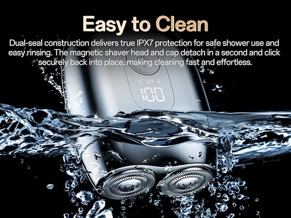 Dual-seal construction delivers true IPX7 protection for safe shower use and easy rinsing.