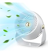 CIVPOWER Desk Fan: Table Fan Small Portable Rechargeable with 6000 mAh Battery - 4 Speed and Timi...