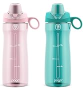 Pogo 18oz Plastic Water Bottle with Chug Lid and Carry Handle, BPA Free, Dishwasher Safe,Perfect ...