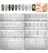 MelodySusie Nail Stamping Plates Set, Reusable Nail Art Plates, 8PCS | Stainless Steel Nail Stamp...