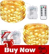 kolpop 2 Pack 39FT Fairy Lights Battery Operated with Timer & Remote, Waterproof 120 LED Twinkle ...