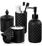 RYTOXILO Matte Black Bathroom Accessories Set, 4 Pack Black Bath Accessory Sets Complete, Diamond...