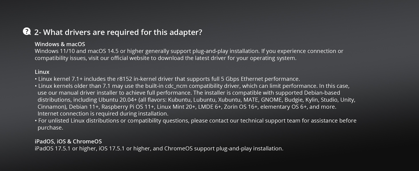 Driver Support Information for Windows macOS and Linux Systems with Easy Installation