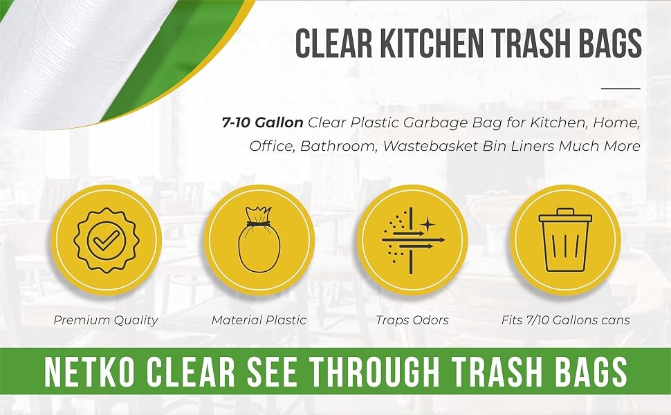 Clear kitchen trash bags