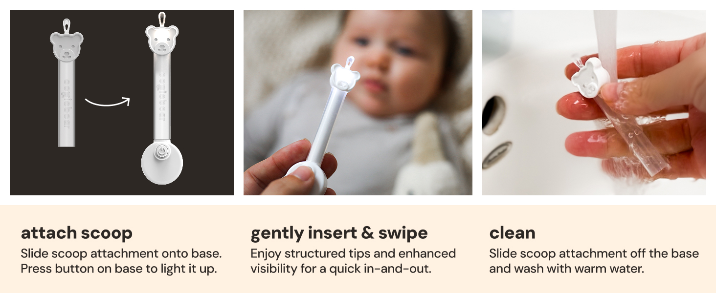oogiebear with a light comes with a built in LED to easily see into noses and ears