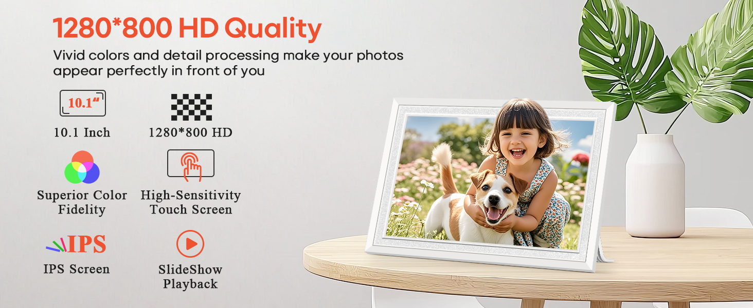 frameo digital picture photo video frame smart wifi HD IPS touch screen slideshow 32GB auto rotate