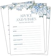 Isfvqyub Hydrangea Blue Floral Bridal Shower Games, Advice and Wishes Wedding Game Card, Engageme...