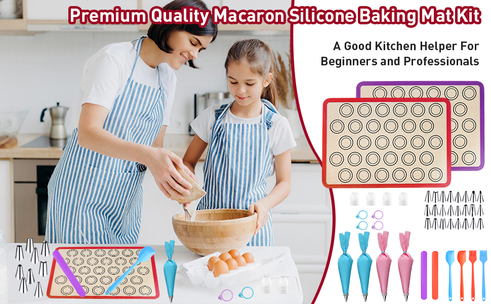 44Pcs Macaron Silicone Baking Kits