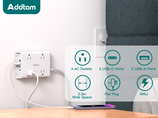 AD314-flat plug power strip