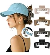 Sunolga Hat Claw Clips for Baseball Caps, 4PCS Large Trucker Hat Hair Clips for Women Non-Slip St...