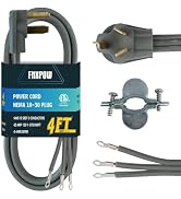 FNXPOW 3 Prong Dryer Cord, 4FT 10/3 SRDT, 30 Amp Appliance Extension Power Cord, NEMA 10-30, Gray