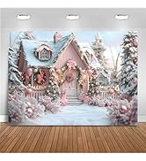 Mocsicka Christmas Candy House Backdrop Pink Sweet Candy Tree Cottage Background for Photography ...