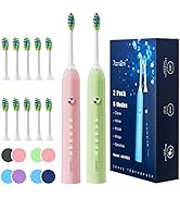 7AM2M Rechargeable Sonic Electric Toothbrush 2 Pack, Soft Toothbrushes for Adults and Kids with 1...