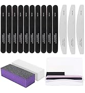 16PCS Nail Files and Buffer with Storage Box,Professional Manicure Pedicure Kit White Buffer Bloc...