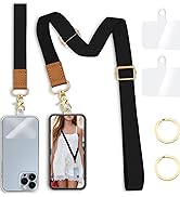 Yonlevres Phone Lanyard Crossbody Wrist Strap, Black Cell Phone Lanyards for around the Neck Wris...