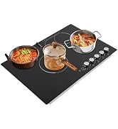 30 Inch Electric Cooktop Built-in Electric Cooktop 4 Burner Stove Top 3700W Electric Ceramic Cook...
