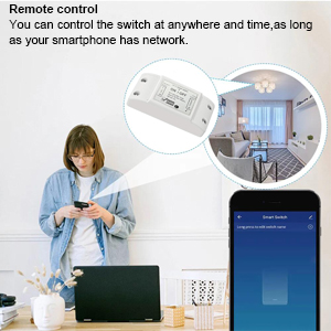 Wireless Smart Switch,Wi-Fi Light Switch Compatible with Alexa & Google Home & SmartThings