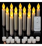 Yakpo 12 Pack LED Taper Candles with Remote, Battery Operated Halloween Flameless Flickering Outd...