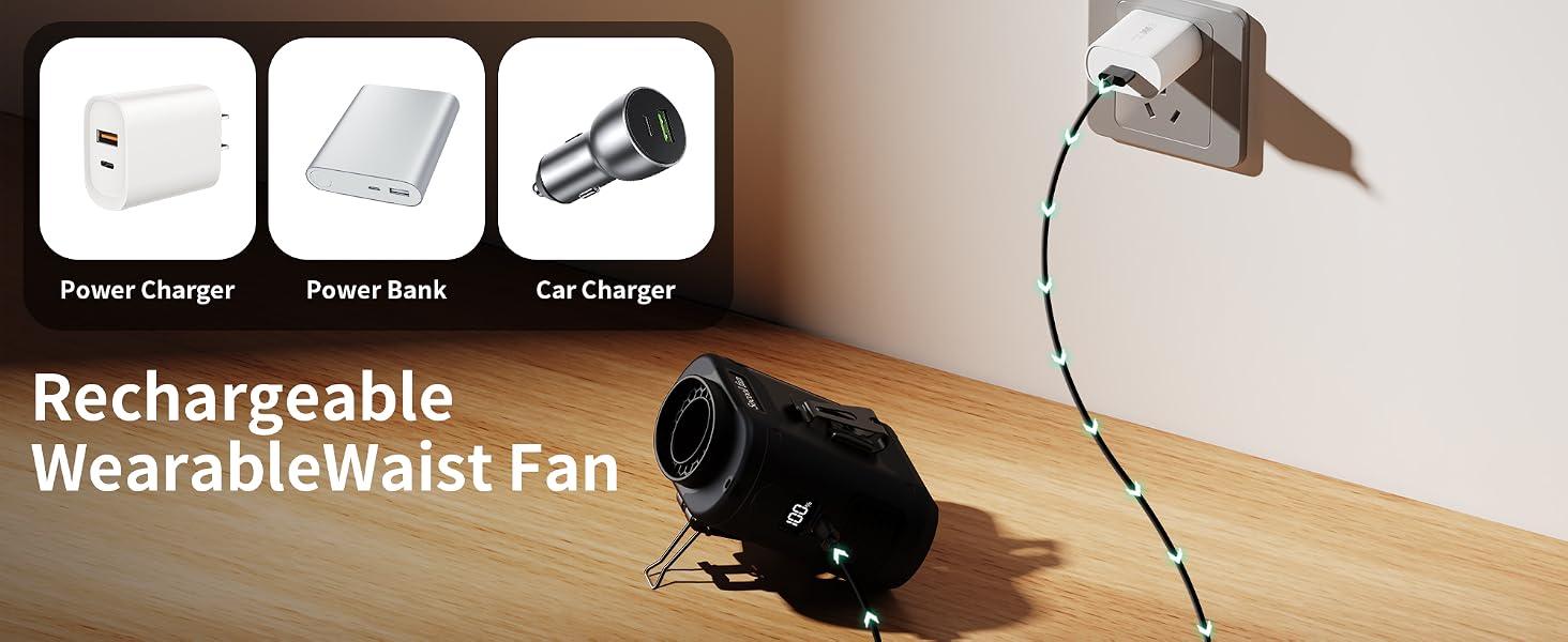 personal waist fan rechargeable