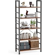 DUMOS 5 Tiers Bookshelf, Classical Modern Book Shelf, Tall Display Shelves in Living Room/Home/Of...