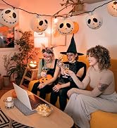 LED Halloween Lights Jack Skellington Lights with 10Pcs DIY White Lantern