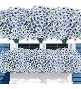 Uieke 16 Bundles Artificial Flowers for Outdoors UV Resistant Fake Flowers No Fade Faux Greenery ...