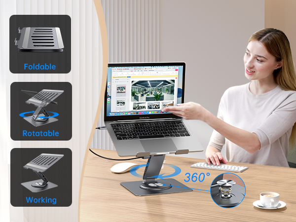 Adjustable laptop stand with USB Hub foldable rotatable