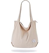 KALIDI Women Corduroy Tote Bag Zipper Casual Tote's Handbag Big Capacity Shoulder Bag with Pockets