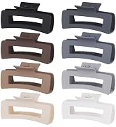CHANDAT 4.1 Inch Large Hair Clips 8 Pcs Square Claw Clips for Thick Hair Big Hair Claw Clips Acry...