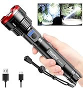 WdtPro Rechargeable Flashlights High Lumens with Hybrid Power, Super Bright 5000 Lumens LED Flash...