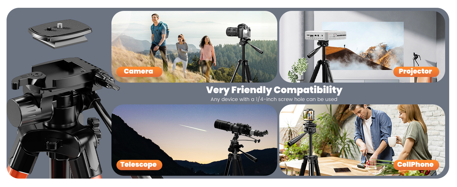 Wide Device Compatibility camera tripod