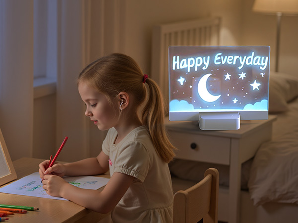 Rechargeable LED Note Board with 6 Colors & 5 Modes, Doodle Glow Drawing Board with Sketchbook