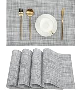 SHACOS Woven Vinyl Placemats Set of 4 Wipe Clean Reversible Table Mats Heat Resistant Wipeable No...
