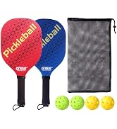 GSE Pickleball Paddles Set with Lightweight Pickleball Rackets & Indoor/Outdoor Pickle-Balls & Me...