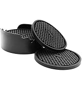 IYYI Silicone Drink Coasters Set of 6 in Holder, Cup Coaster for Drinks Deep Grooved Absorbent Co...