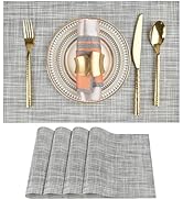 SLKQG Placemats Set of 4 - Easy Clean Washable Vinyl Placemats - Wipeable Heat Resistant Table Ma...