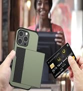 Nvollnoe Compatible with iPhone 16 Pro Case with Card Holder Dual Layer Heavy Duty Protective Sho...